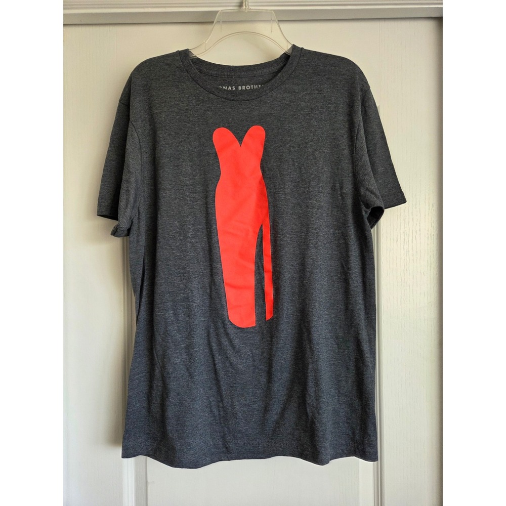 Jonas Brothers Red Dress Tour Graphic T-Shirt Music Band Gray Neon Orange Sz M